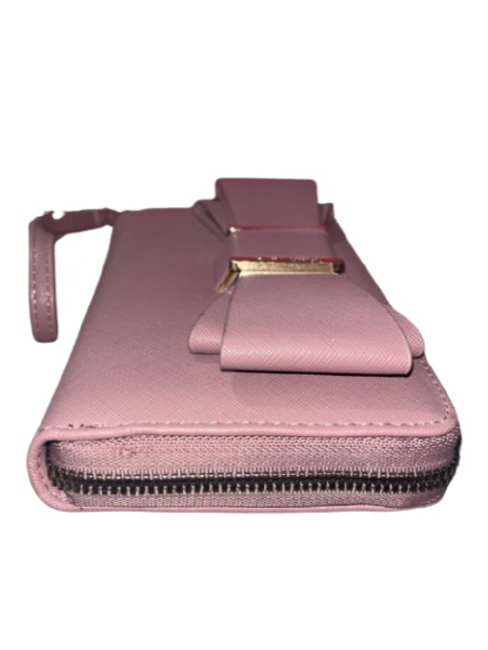 NWT Betsey Johnson Mauve Bow Zip Around Wallet Wristlet Boxed